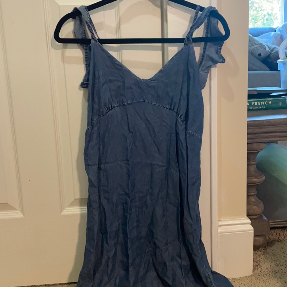 Denim dress off the shoulder straps